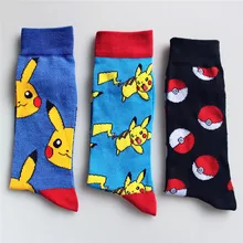 Стильные носки с Пикачу, модные носки унисекс с растениями, милые хлопковые носки с покемонами, индивидуальные носки в европейском и американском стиле