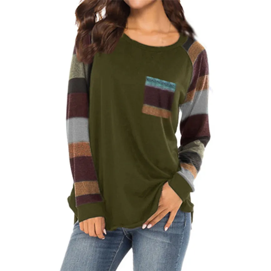 Fashion Woman s Female Clothing Elegant Stripe Casual Top T Shirt Ladies Loose Women Tops Long Sleeve Top