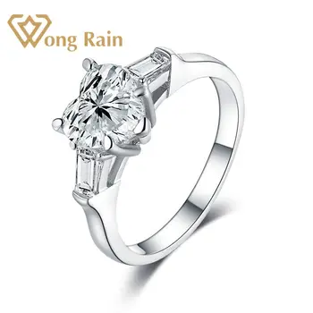 

Wong Rain 100% 925 Sterling Silver 2 CT Created Moissanite Gemstone Diamonds Customize Engrave Ring Gifts Fine Jewelry Wholesale