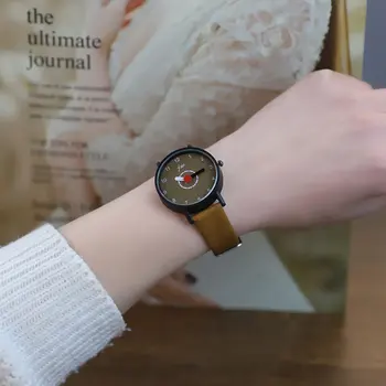 

Lady's Vintage Leather Quartz watch Leisure Fashion Women's WristWatch Female DressWatch Horloges Relogio Feminino Klok With Box