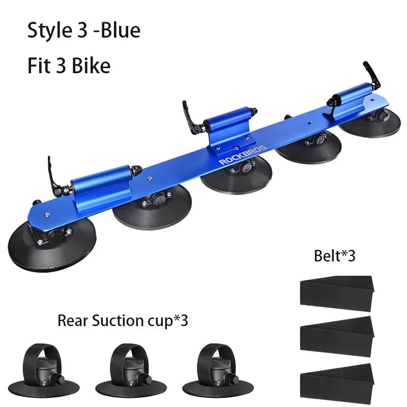 Style 3-Blue ROCKBROS Автомобильный багажник на крышу с присоской, велосипедная стойка для горного велосипеда, велосипедная ступица, быстрая установка, Вакуумный патрон, крепежный аксессуар - Цвет: Style 3-Blue