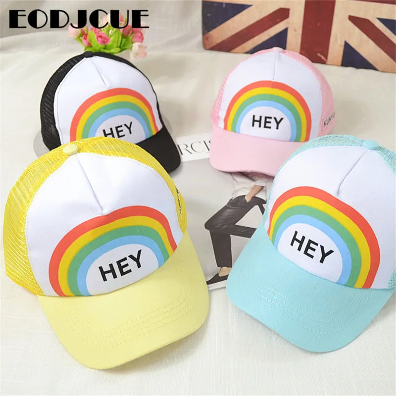 Радужная бейсболка для детей, Snapback шапки хип-хоп солнцезащитная Кепка с сеткой для мальчиков и девочек gorras