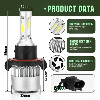 

8000LM Car Headlight Bulb 9V-36V 6500K Tool High low beam Fog 2pcs Waterproof IP68 LED Cool White Parts