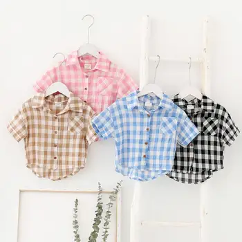 

2020 New Girls Plaid Shirt Summer Cotton Fashion Girls Blouse 1-6 Years PY733
