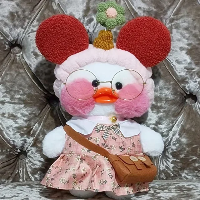 30cm Cute LaLafanfan Coffee Yellow Duck Plush Toy creative stuffed duck soft doll animal dolls kids Toys birthday gift for girl 3