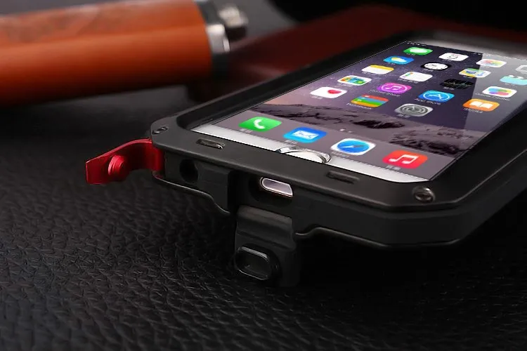 R-JUST, роскошный защитный чехол Doom для iphone 6 6 S, водонепроницаемый металлический алюминиевый чехол для iphone 5 5S SE для телефона 6 6 S, закаленное покрытие