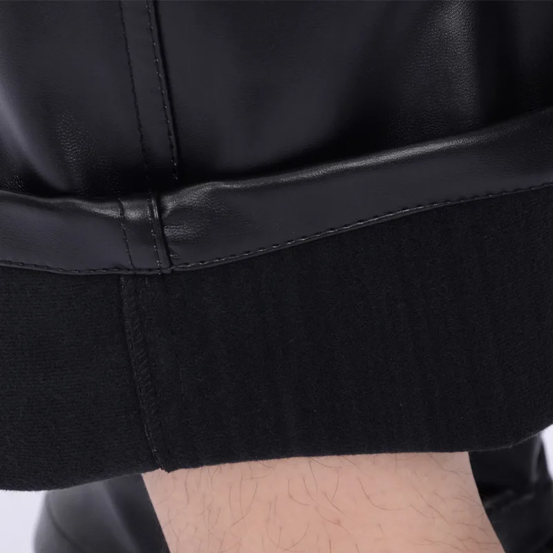 Idopy новые осенние зимние мужские модные брюки из искусственной кожи Мужчины искусственная кожа прямые деловые бархатные брюки на подкладке плюс размер 29-42