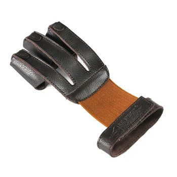 

1pc Linkboy Archery 3 Finger Gloves Leather in Black High Elastic Hand Protection Archery Protective Gloves for Hunting Shooting