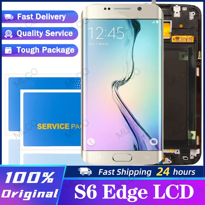 100% Оригинальный AMOLED 5 1 ''дисплей с рамкой для SAMSUNG Galaxy S6 edge G925 G925F ЖК-сенсорный