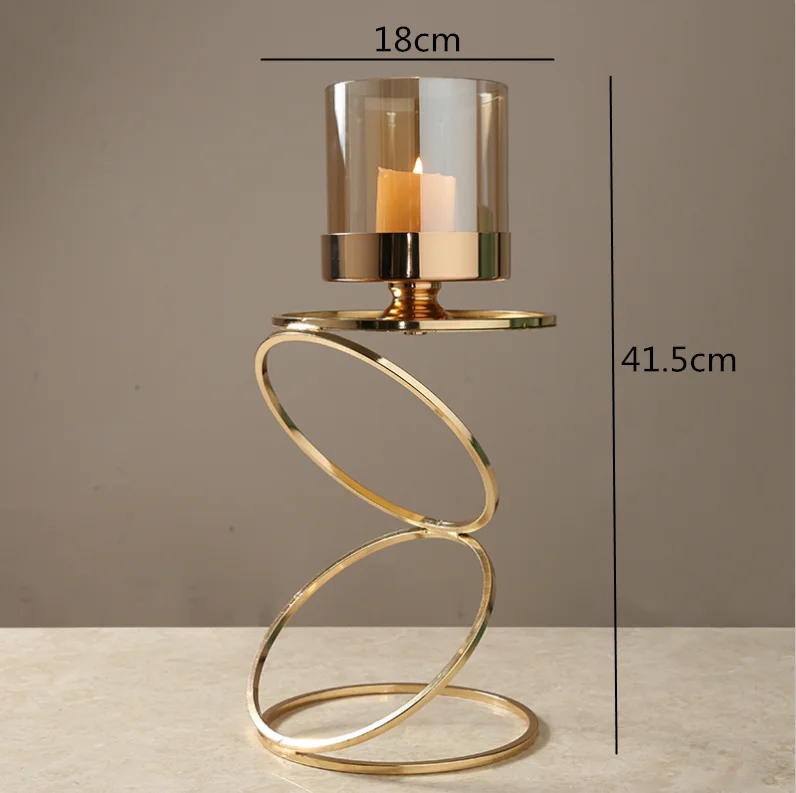 Скандинавский креативный Ретро Золотой подсвечник декоративные украшения стеклянные подсвечники современные украшения для дома и свадьбы Рождество - Цвет: 18x41.5cm