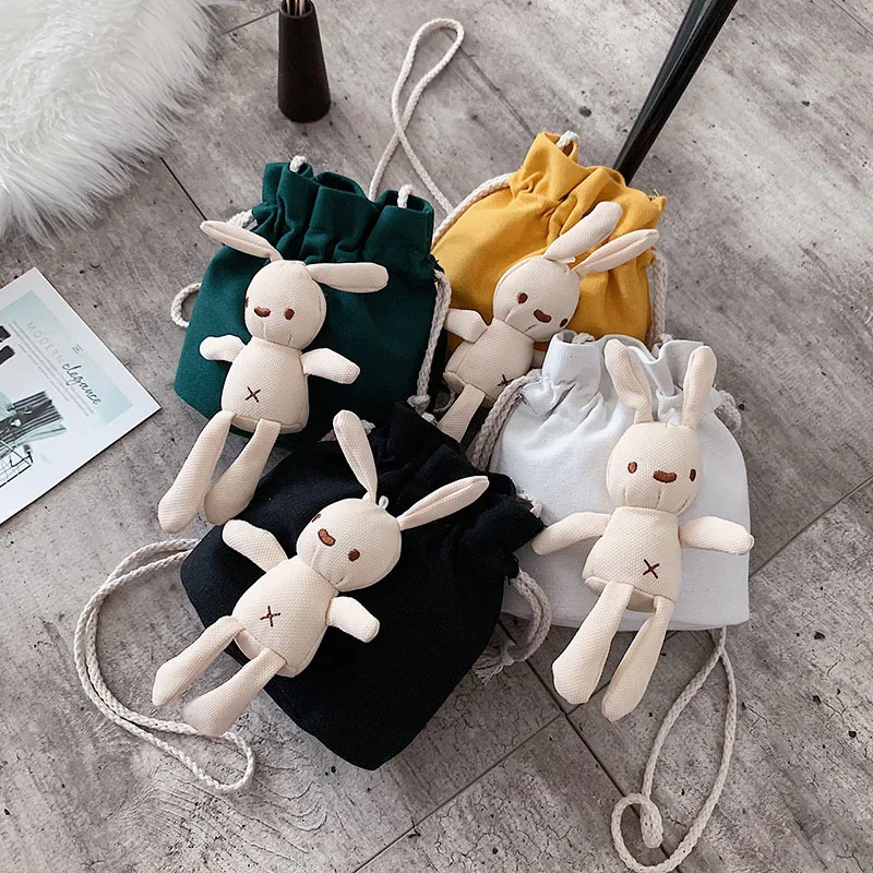 

Canvas small bag women's bag 2019 new Korean version of popular shoulder bag summer small fresh and lovely bucket messenger bag