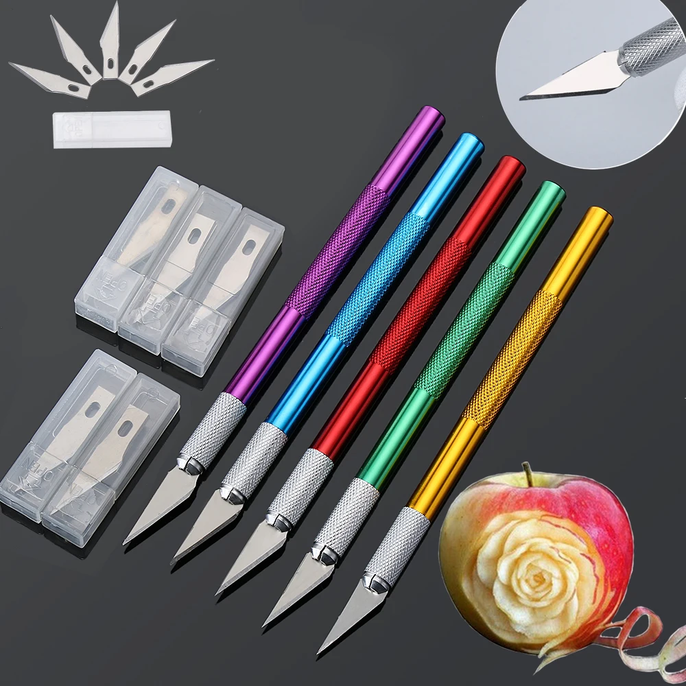 

6pc Blades Knife Cake Decorating Tools Fruit Sculpting Gum Paste Carving Pastry Mat Cutting Model Making Baking Tools for Cookie
