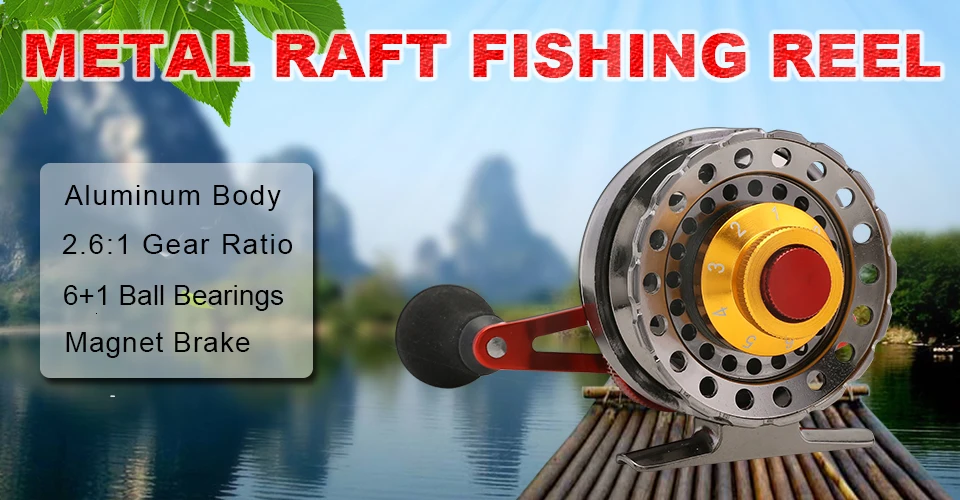 K8356 Metal Fishing Rafts Fly Fishing Reel 6+1BB 2.61 Red Left Right Hand Bait Casting FreshSaltwater Magnet Brake Front Reel (7)