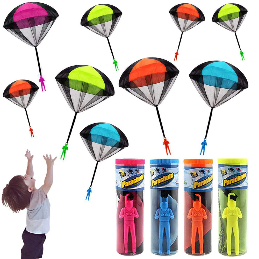 Soldados de paracaídas lanzados a mano para niños, pequeños paracaídas, jardín de infancia, Playa cuadrada, juguetes multicolores