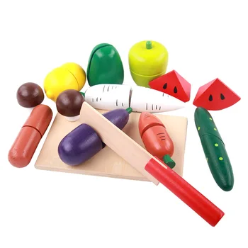 

wooden toys Fruit Vegetables Cutting Toy Early Development And Education Toy For Baby - Color Random