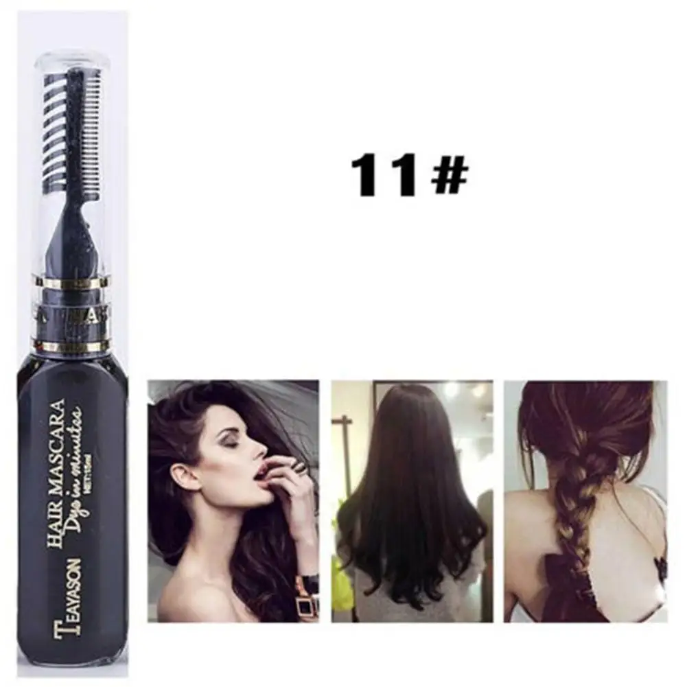 MeterMall 13 Colors One-off Hair Color Dye Temporary Non-toxic DIY Hair Color Mascara Washable One-time Hair Dye Crayons - Цвет: 11 Black