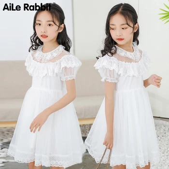 

Princess Dress New Arrival Dresses For Girls Lace Gauze Tutu Birthday Party Dress Gift White Flower Girl Costume