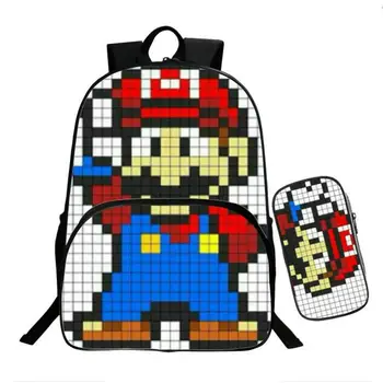 

16 Inch Boys Kids School Backpacks Super Mario Bag Children Girl Cartoon Schoolbags With Pen Bags Mochilas Escolares Infantis