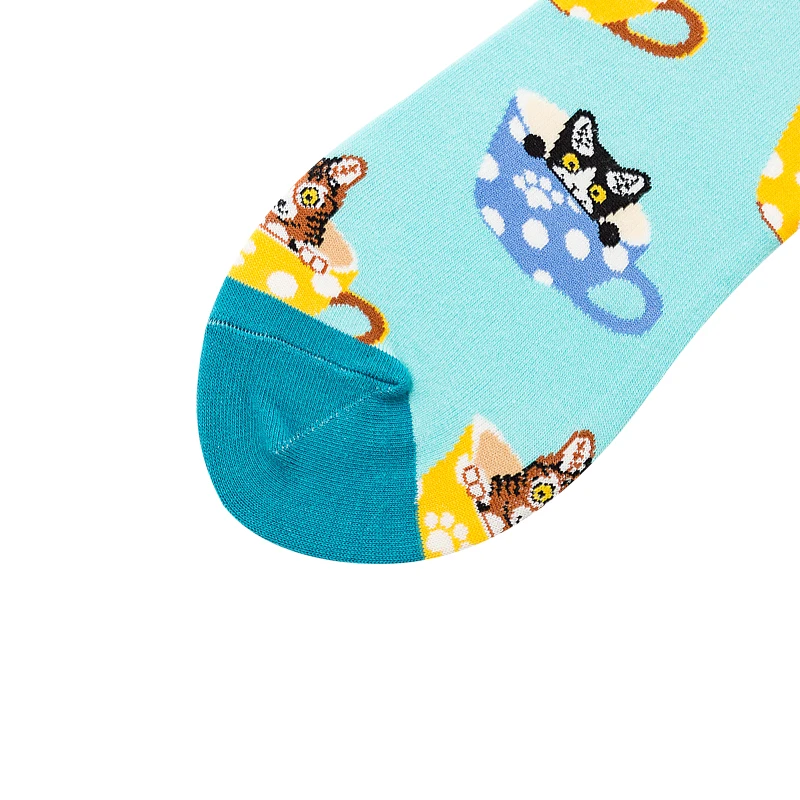 Мужские хлопковые счастливые носки с изображением еды пиццы, сыра, чашки котов, крутые мягкие цветные модные забавные носки для взрослых, повседневные носки-лодочки на осень и зиму