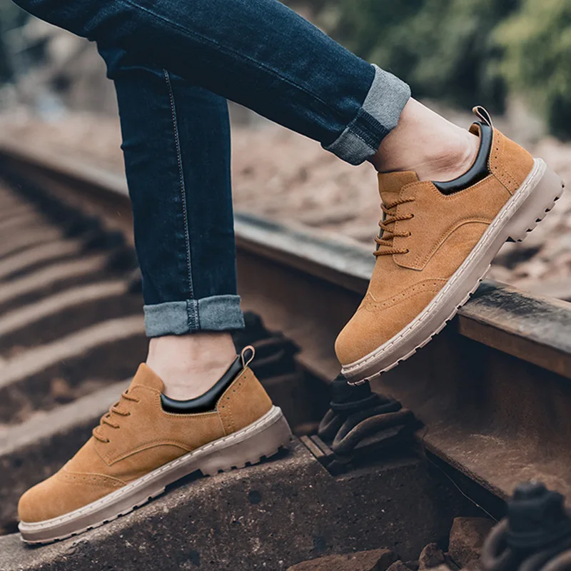 

Spring Autumn Low Lace-Up Men Business Military Boots Casual Ankle PU Western Boots Sewing Solid Fashion Working Shoes
