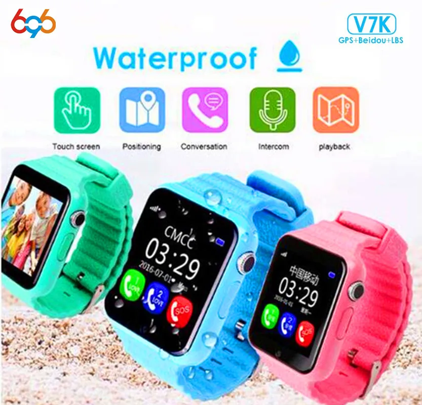 

696 Children Security Anti Lost GPS Tracker Waterproof Smart Watch V7K 1.54'' Screen Camera Kid SOS Emergency Android&IOS