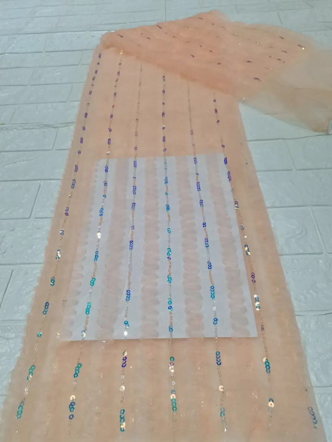 

African high quality ZH-318687 French Nigerian sequins net tulle mesh lace fabric for dress 5yards/lot