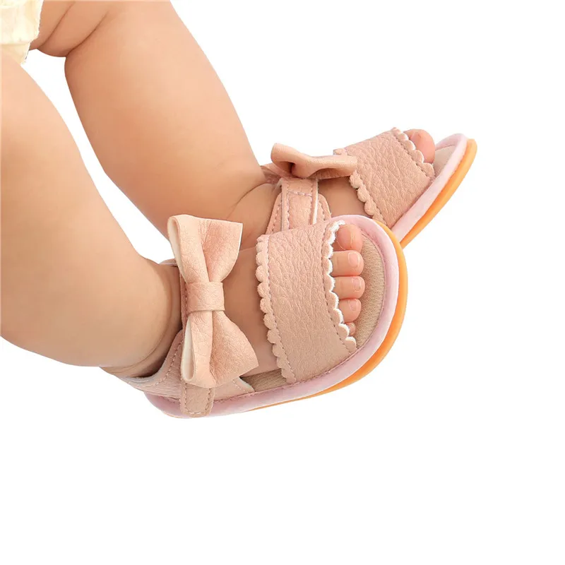 Fashion Newborn Infant Baby Girls Princess Shoes Bowknot Toddler Kids Girls Summer Casual Sandals PU Non-slip Shoes 0-18M