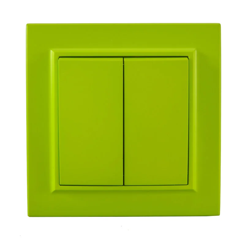 

Light switch two gang one way Colorful European standard DIY Decorative wall switch 10A 250V legrand Schneider EP-02 YellowGreen