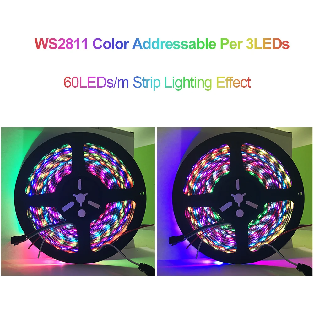 1 комплект 30/60 светодиодный s/M 5050 Мечта Цвет WS2811 RGB светодиодный полосы/лента+ 12 V-24 V SPI контроллер Wi-Fi+ Адаптер для Google/умный дом Alexa