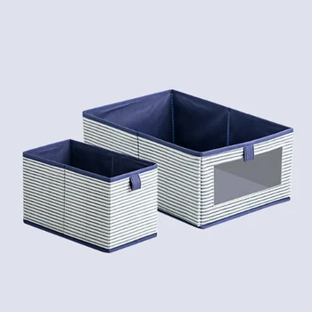 

Foldable Fabric Clothing Storage Box Organizer Simple Home Storage Case with Clear Window for Clothes Food Toys