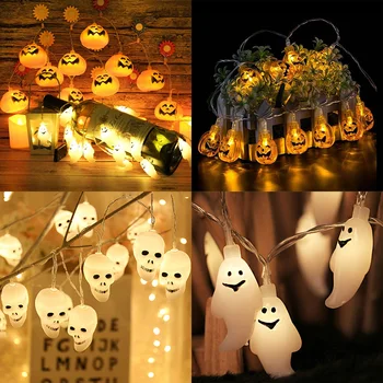 

1.5m Halloween Lights String Led Copper Wire Light Garland Pumpkins/Ghost/Spider/Ghost Skull Decor Lamp Outdoor Indoor Bar Props