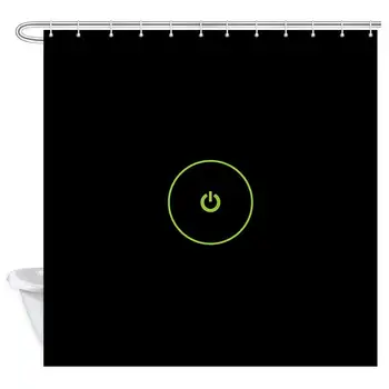 

Creative Decor Shower Curtain, Start Button Black Background Shower Curtain Bathroom with Hooks, Waterproof Home Decor Curtain