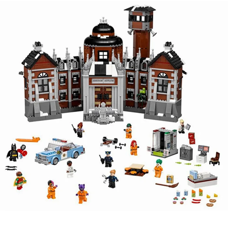 

1628Pcs Super Heroes Arkham Asylum Building Blocks Bricks Compatible Batman 07055 70912Toys for Children Gifts