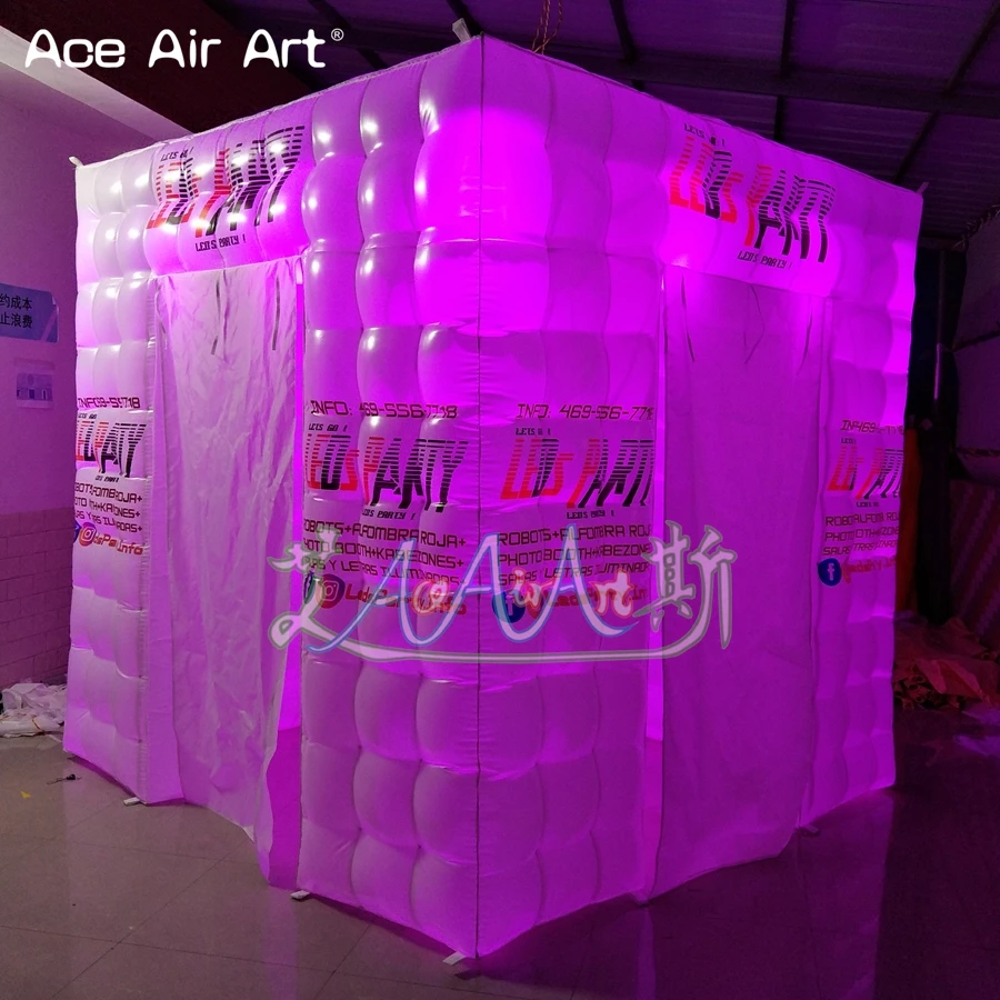 Free printing led party booth inflatable social booth,photo cube house with 12 pcs lights for US Free printing led party booth inflatable social booth,photo cube house with 12 pcs lights for US