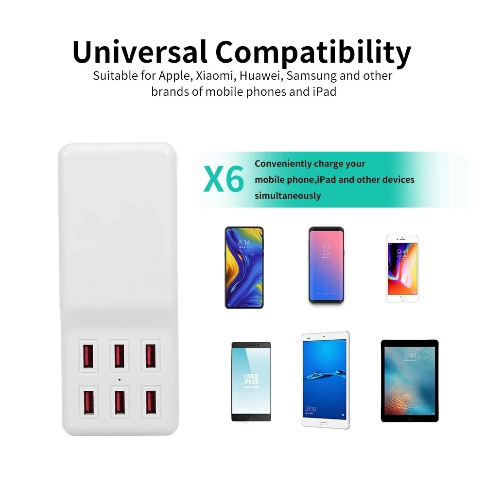 Многофункциональная зарядная док-станция для телефона с 6 портами USB зарядное устройство для Apple Android Phone IPad Цифровая камера зарядная док-станция