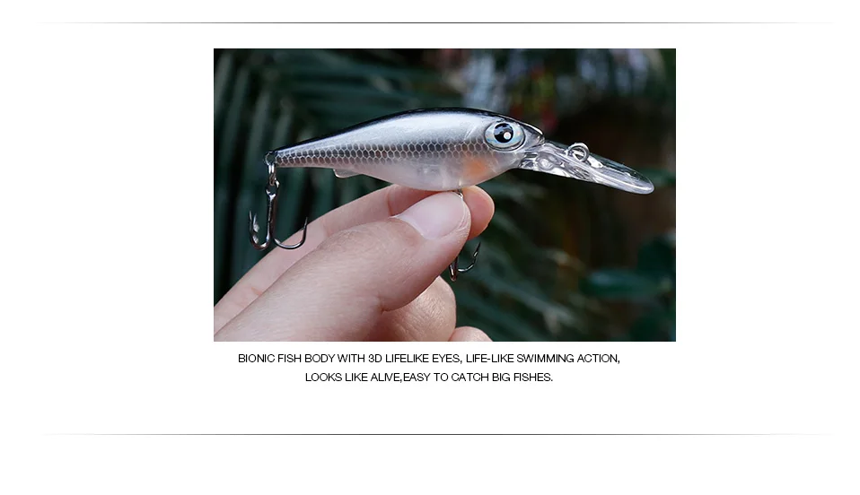 TREHOOK 7.4cm 4g Floating Wobblers Black Minnow Fishing Lure Crankbait Artificial Lures Hard Bait Fishing Products Tackle Lures 017