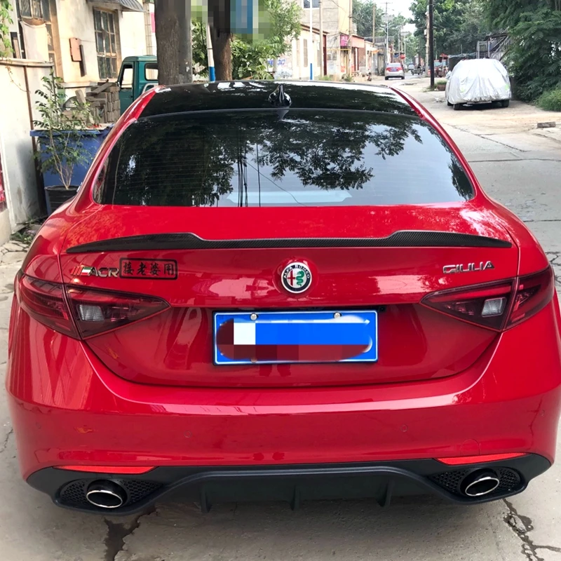 Car Styling Carbon Fiber Exterior Tail Boot Wing Decoration Rear Trunk Spoiler For Alfa Romeo Giulia