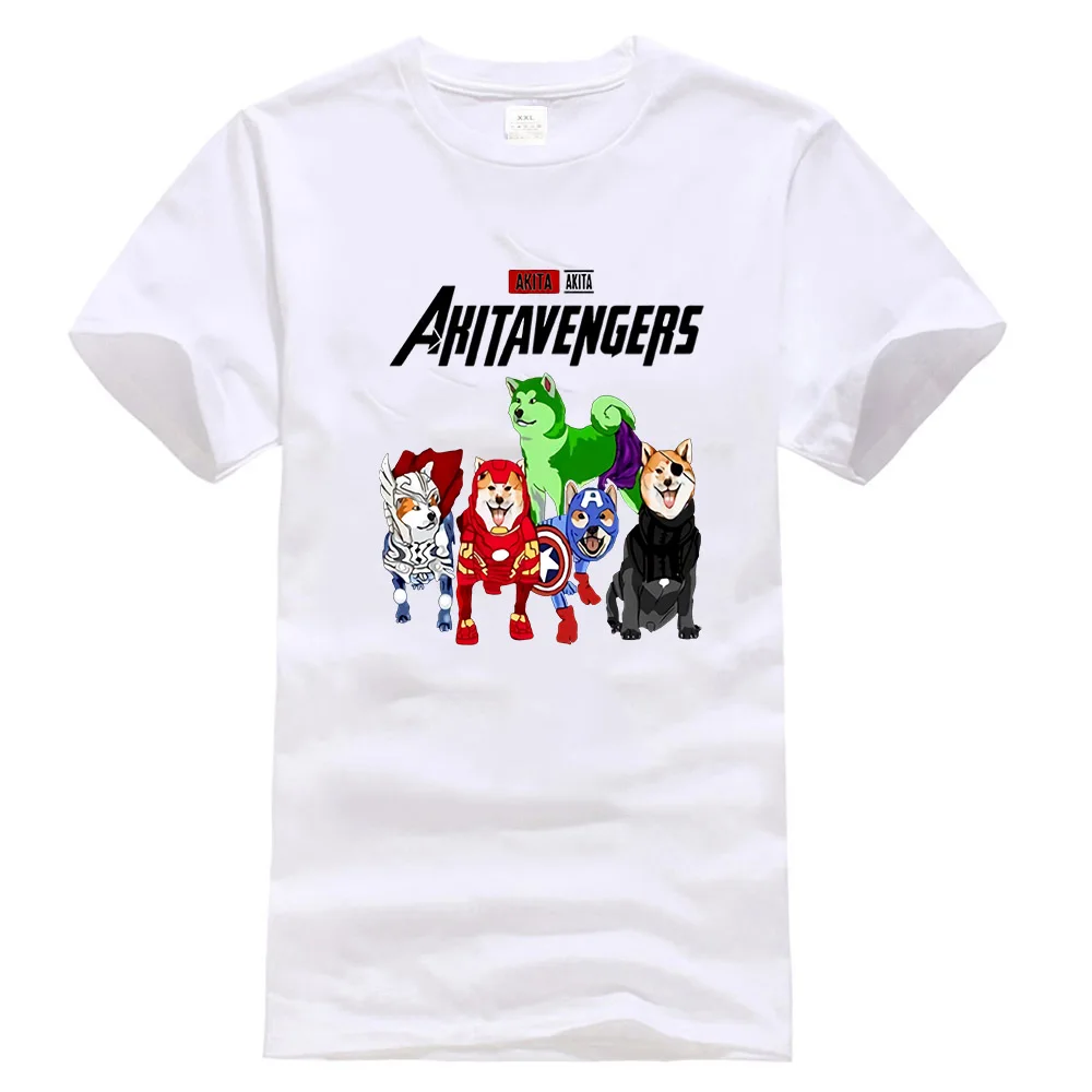 Белый Akita Inu Мстители Akitavengers Endgame футболка черный хлопок для мужчин S-6Xl США сток Новейшая модная футболка - Цвет: Белый