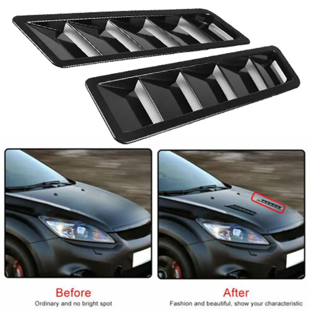 Air Intake Panel,Akozon Car Hood Air Intake Louver Panel Engine ABS Cooling Vent Cover Trim Accessory Carbon Fiber 