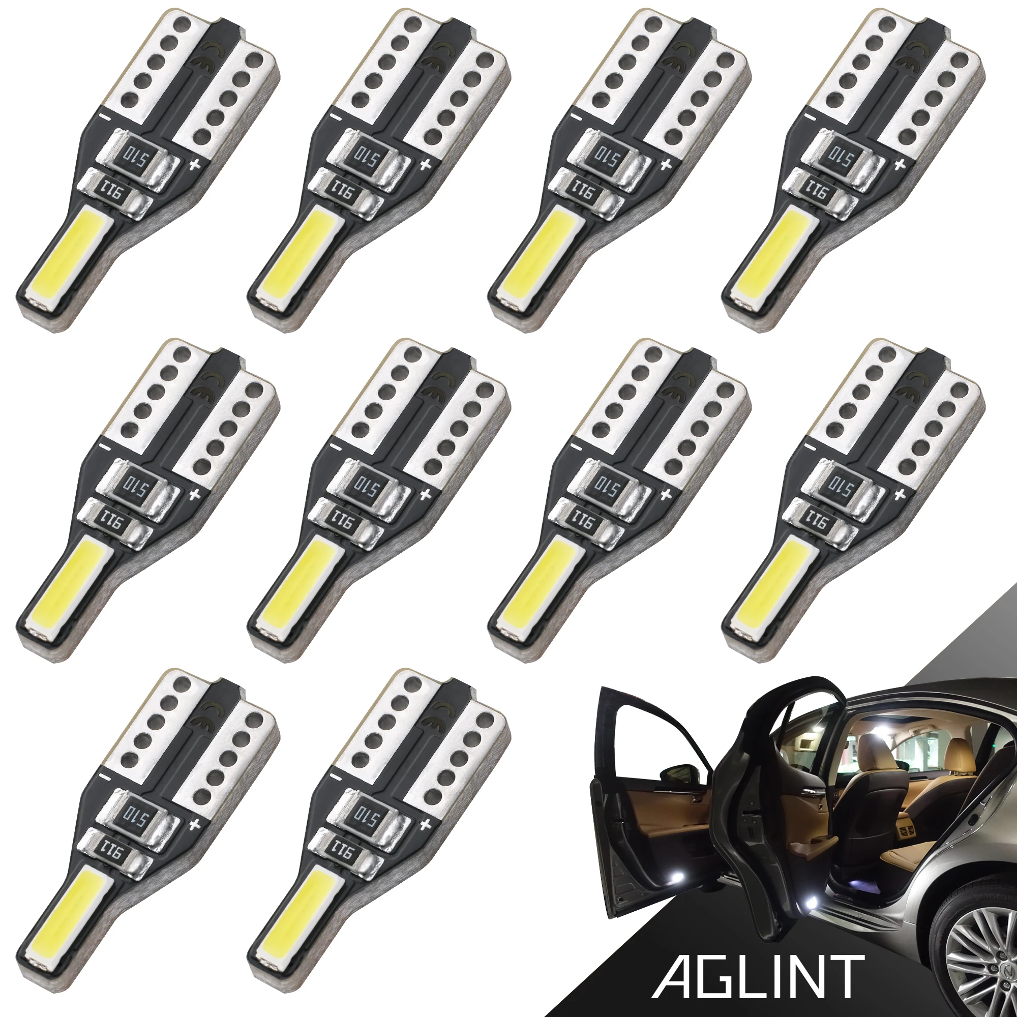 AGLINT 10 шт. T10 W5W светодиодный светильник 501 158 147 161 168 184 192 7020 SMD 2 чипа авто Интерьер