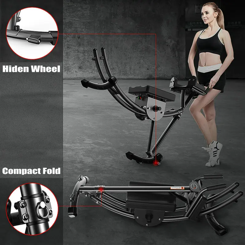 US $249.84 Thicken Steel Frame Black Abdominal Device with Intelligent Counting Sturdy Abdominal Fitness Machine Load 550LBS with Free Mat