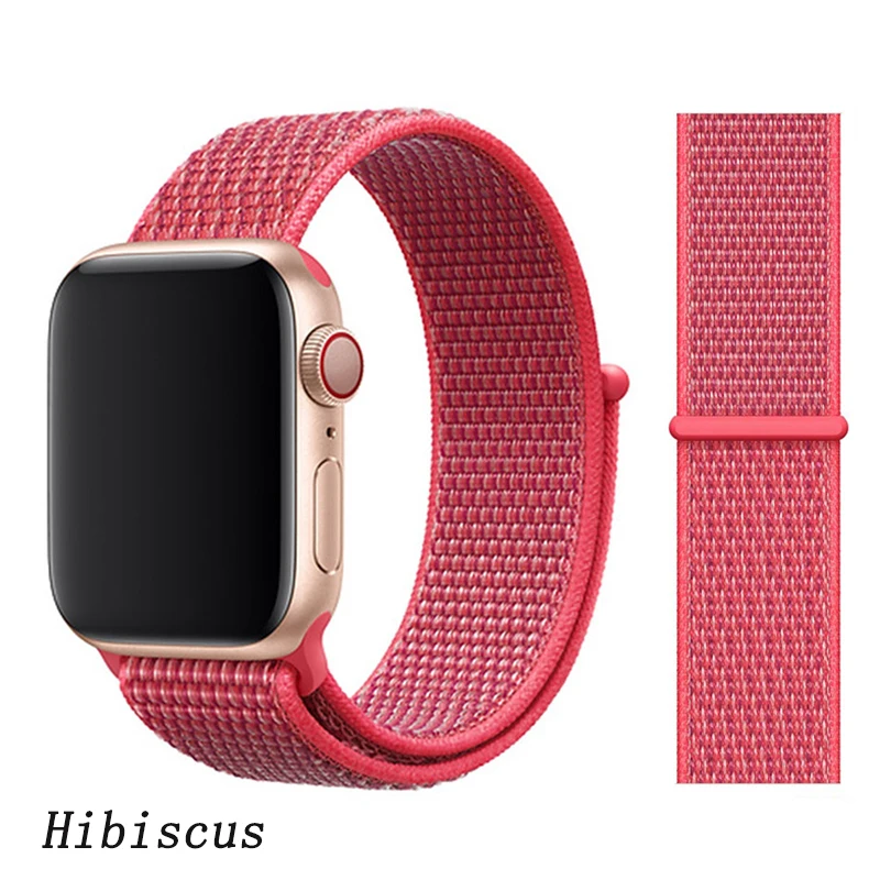 Спортивная петля ремешок apple watch band 42 мм 38 мм apple watch 4 3 band iwatch band 44 мм 40 мм correa pulseira 42 44 нейлоновый ремешок для часов - Цвет ремешка: NEW Hibiscus