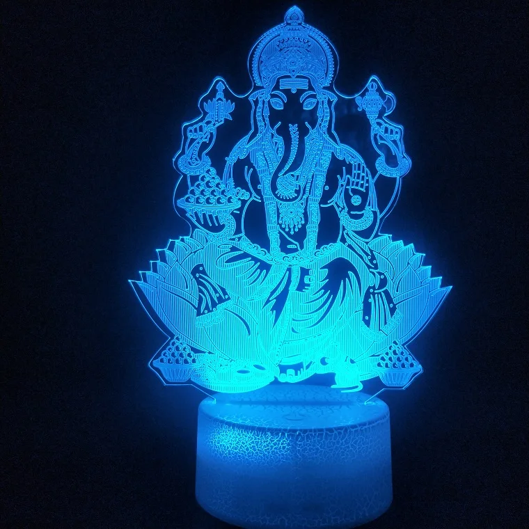 3d лампа Ganesha на батарейках меняющая цвет с пультом дистанционного управления