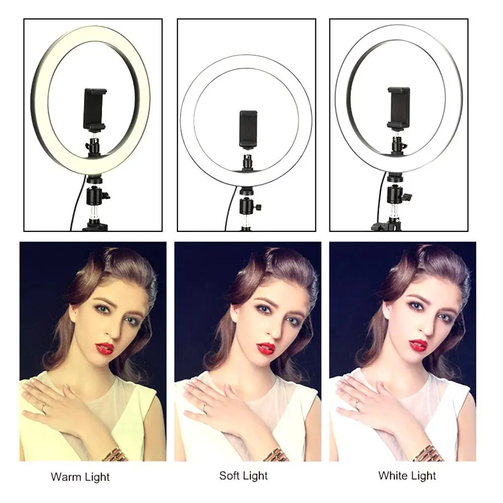 

LED Ring Light W/Tripod Lighting Makeup Photography 2 in 1 Dimmable Universal Photo Sudio Stand Cold Warm Stepless Selfie