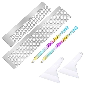 

6 Pieces 5D Diamond Painting Ruler Tool Set, DIY Drawing Ruler,2 Pieces Diamond Painting Fix Tool ,for Painting Supplies