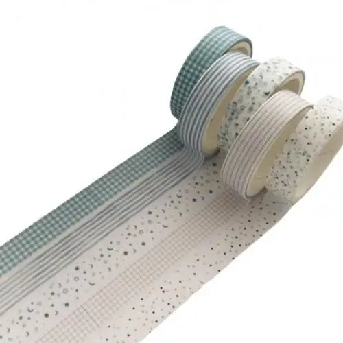 RIsxfh122 5 rollos/set exquisita cinta adhesiva Washi autoadhesiva fácil de rasgar adhesivo multiusos fácilmente rasgado cinta Washi para decoración de bricolaje 1 