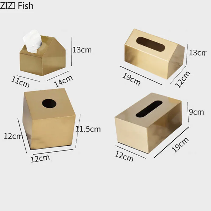 Classic European Metal Golden Square Tissue Box Roll Paper Storage Home Living Room Coffee Table Desktop Tissue Box Home Decor
