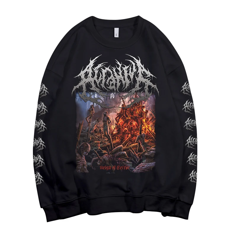 Черный свитшот Acranius Deathcore Pollover в стиле рок с капюшоном из тяжелого металла sudadera