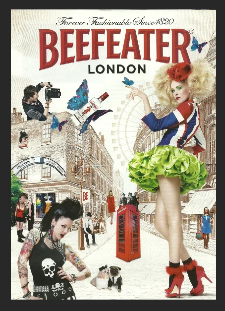 BEFFEATER DRY GIN VINTAGE  METAL TIN SIGN POSTER WALL PLAQUE 