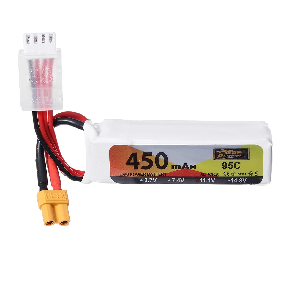 ZOP Power 11.1V 450mAh 95C 3S Lipo Battery XT30 Plug for 90-150 Sizes Multirotor FPV Drone Racing Cine Whoop BetaFPV | Игрушки и хобби